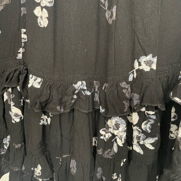 Free People Cloverfield Black Floral Ruffle Tunic Mini Dress | Boho Chic XS - Picture 11 of 13